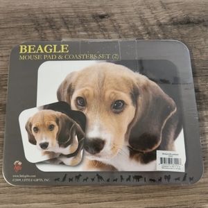 NWT Beagle mouse pad and 2 coater set